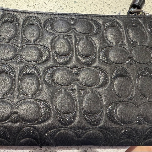 Coach Wristlet Black Signature Leather Sparkle Logo - Picture 3 of 4
